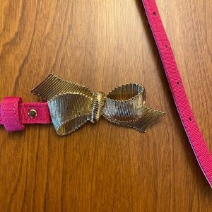 Lilly Pulitzer Grosgrain pink belt gold b…